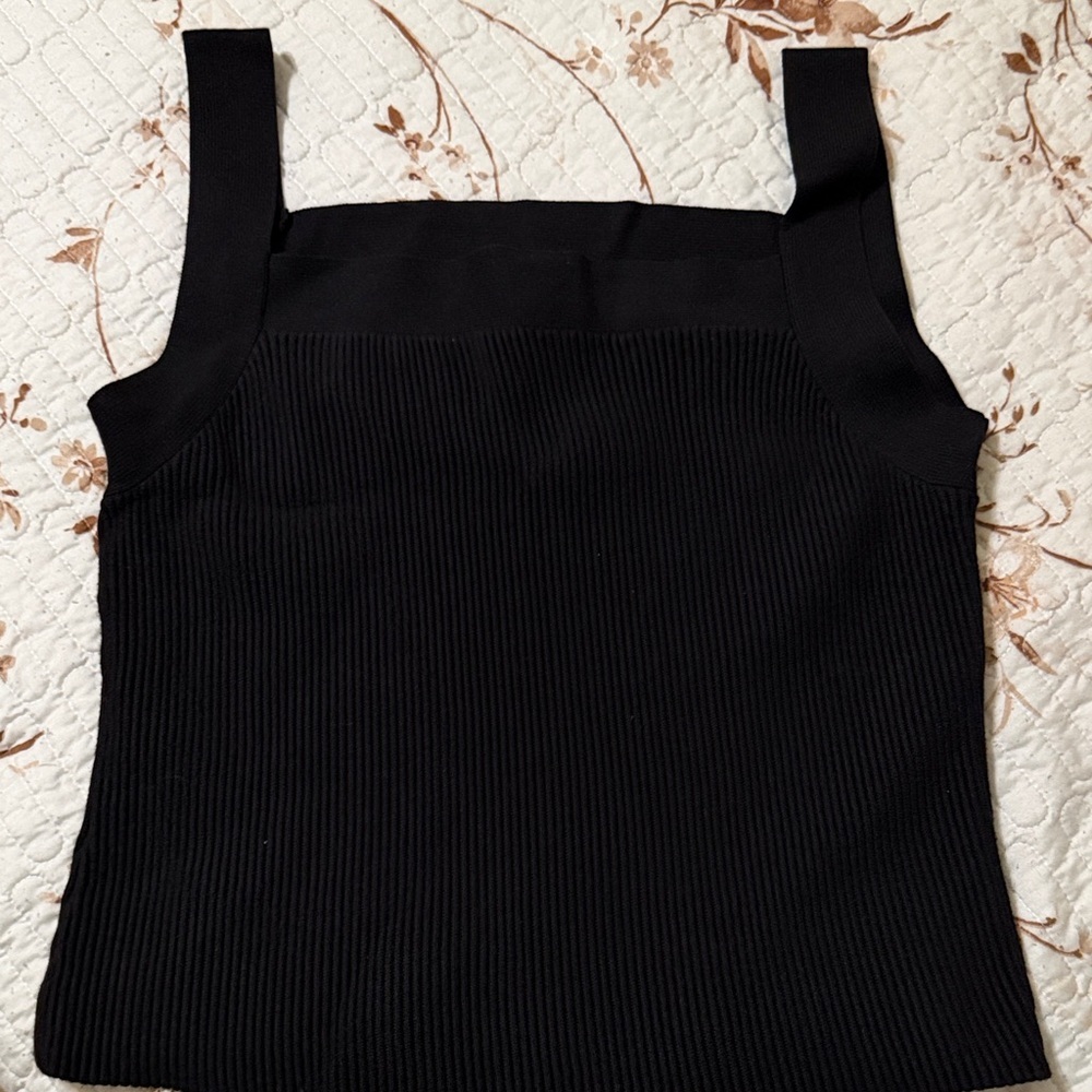 Nine West Black Ribbed Knit Top